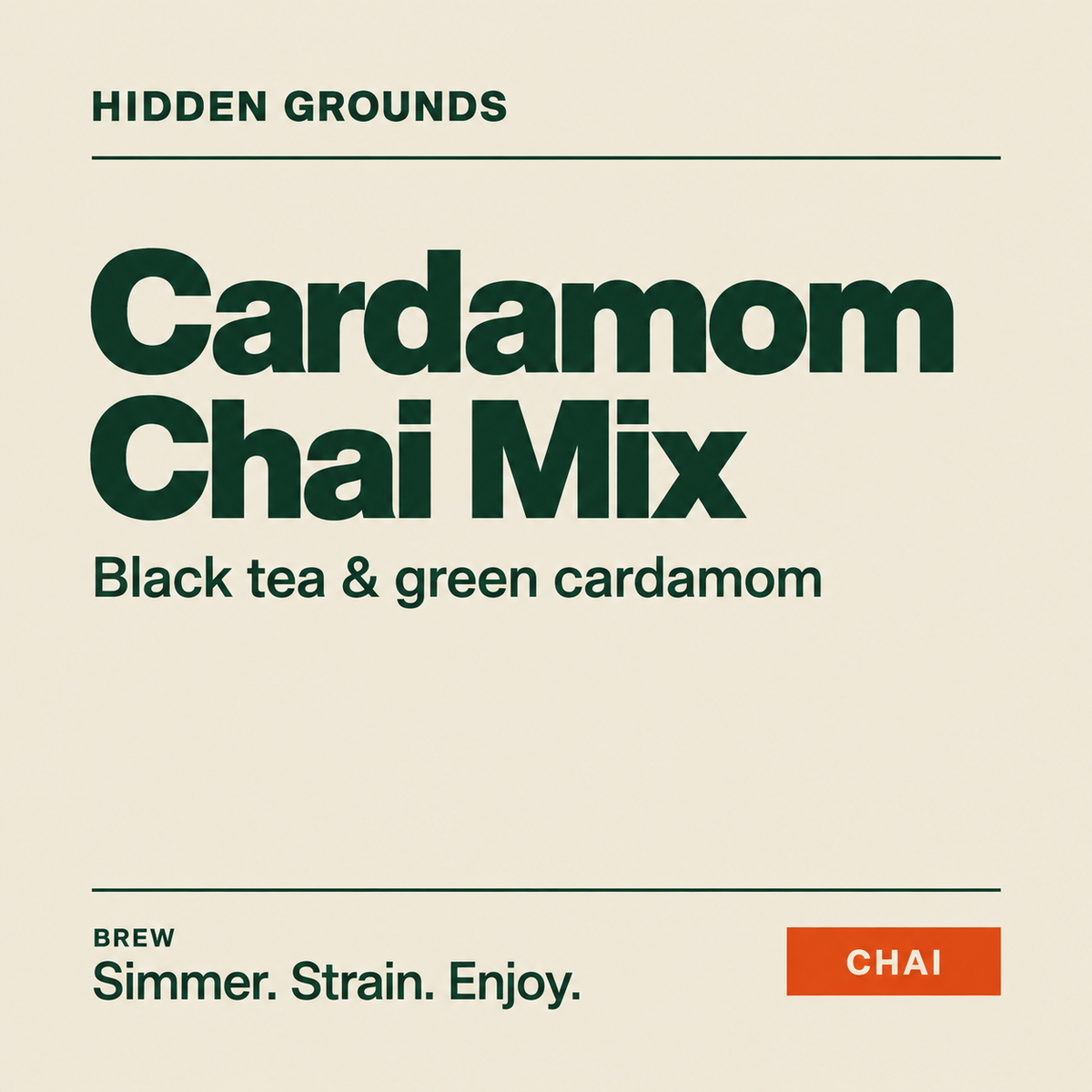Cardamom Chai Mix — Hidden Grounds product artwork